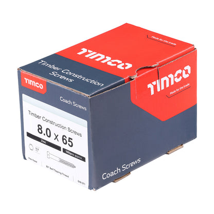 TIMCO Coach Screws Hex Head Silver  - 8.0 x 65 - Image
