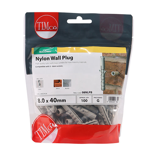 TIMCO Nylon Plugs - 8.0 x 40 - Image