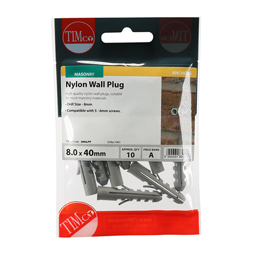 TIMCO Nylon Plugs - 8.0 x 40 - Image