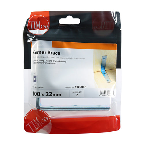 TIMCO Corner Braces Silver - 100 x 100 x 22 - Image