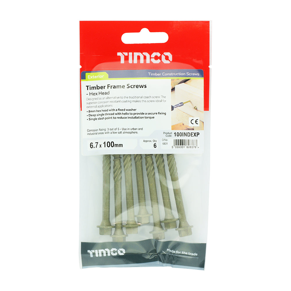 TIMCO Timber Screws Hex Flange Head Exterior Green - 6.7 x 100 - Image