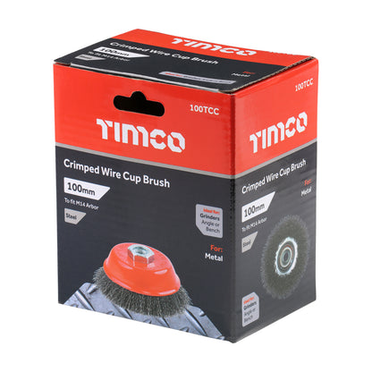TIMCO Angle Grinder Cup Brush Crimped Steel Wire - 100mm - Image