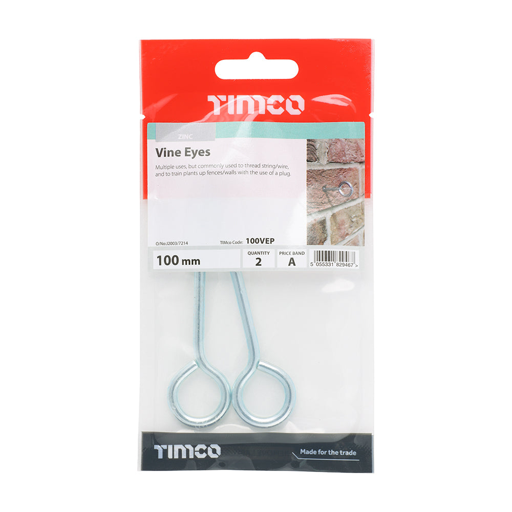 TIMCO Vine Eyes Silver - 100mm - Image