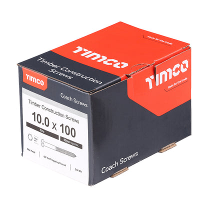 TIMCO Coach Screws Hex Head Silver  - 10.0 x 100 - Image