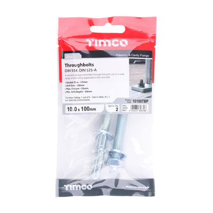 TIMCO Throughbolts Silver - M10 x 100 - Image