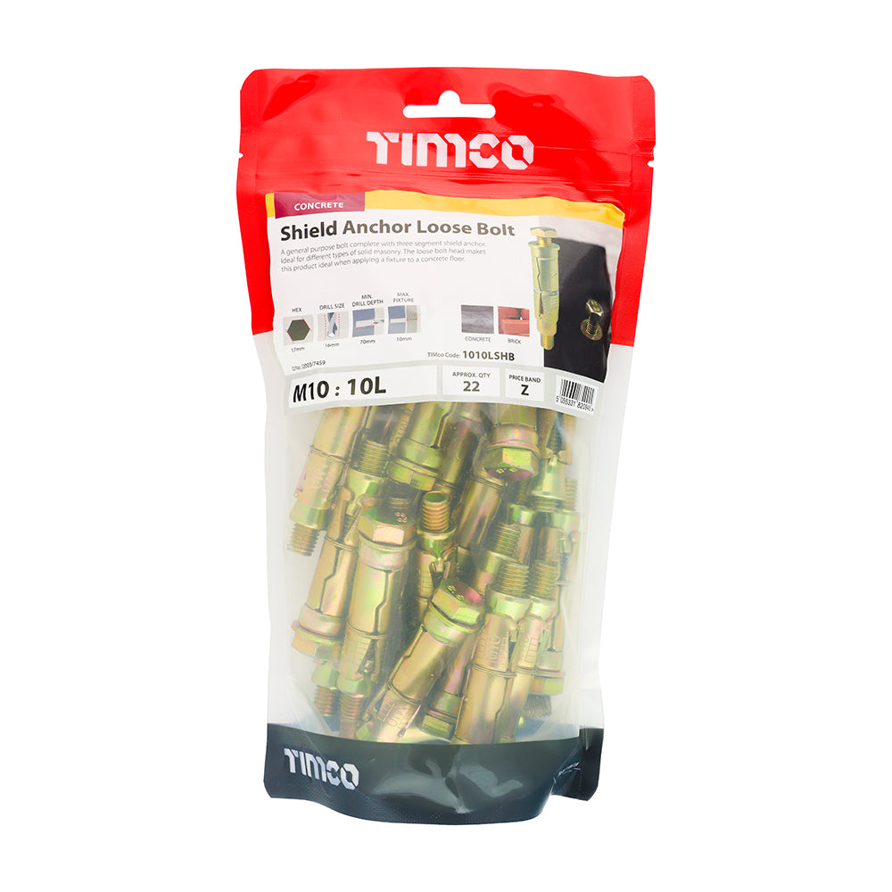TIMCO Shield Anchors Loose Bolt Gold - M10:10L (M10 x 70) - Image