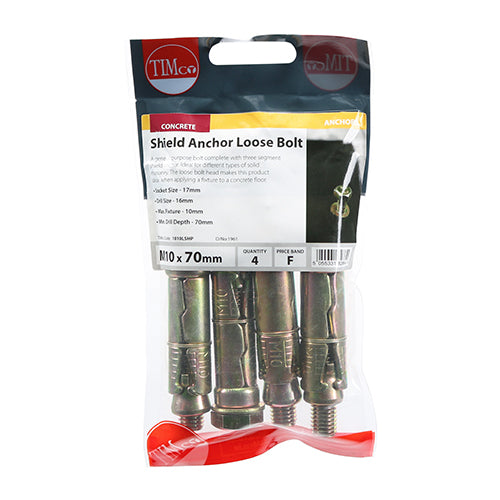 TIMCO Shield Anchors Loose Bolt Gold - M10:10L (M10 x 70) - Image