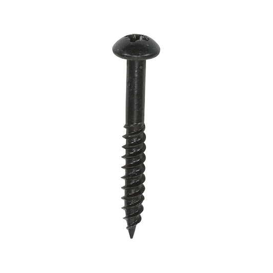 TIMCO Twin-Threaded Round Head Black Woodscrews - 10 x 1 1/2 - Image