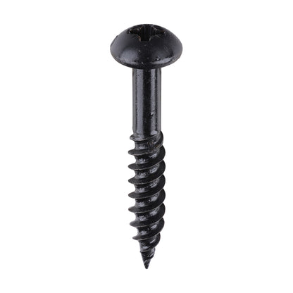 TIMCO Twin-Threaded Round Head Black Woodscrews - 10 x 1 1/4 - Image