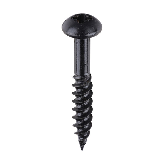 TIMCO Twin-Threaded Round Head Black Woodscrews - 10 x 1 1/4 - Image