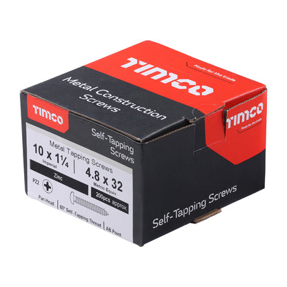 TIMCO Self-Tapping Pan Head Silver Screws - 10 x 1 1/4 - Image