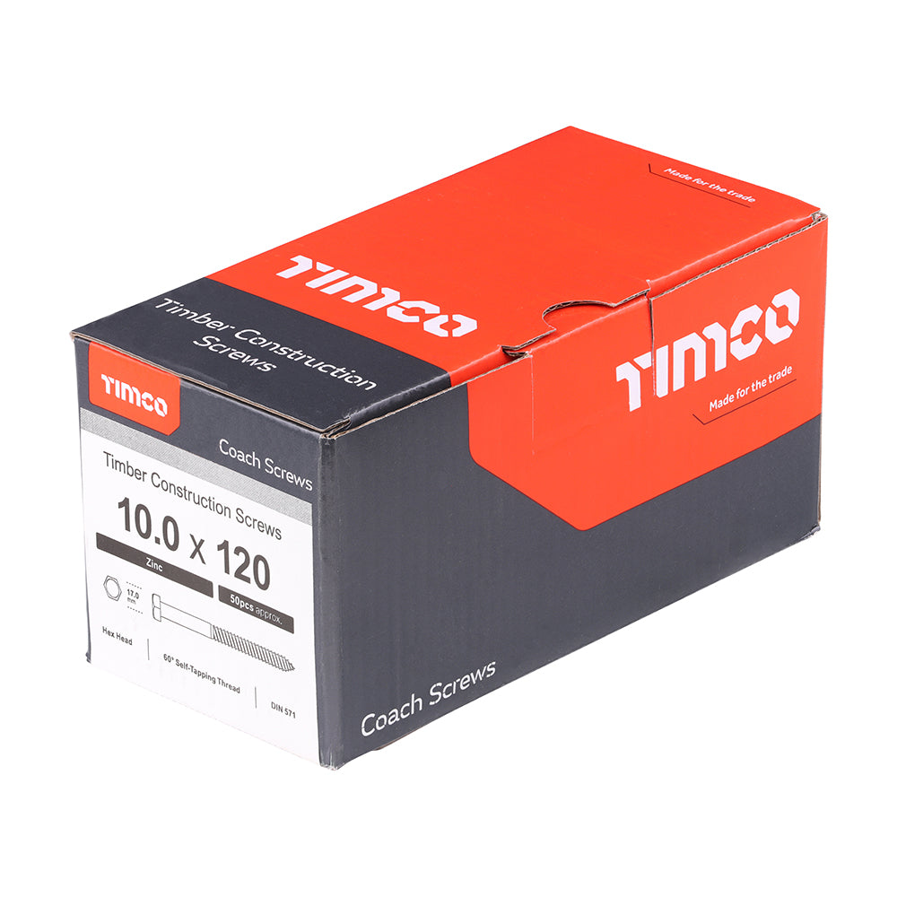 TIMCO Coach Screws Hex Head Silver  - 10.0 x 120 - Image