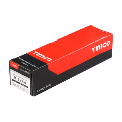 TIMCO Carriage Bolts DIN603 & Hex Full Nuts DIN934 Silver - M10 x 130 - Image