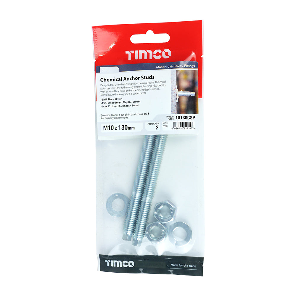 TIMCO Chemical Anchor Studs Silver - M10 x 130 - Image