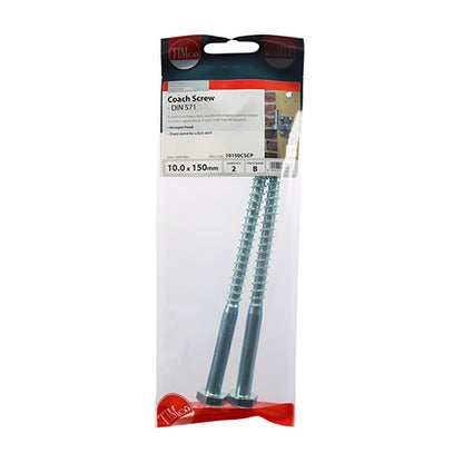 TIMCO Coach Screws Hex Head Silver  - 10.0 x 150 - Image