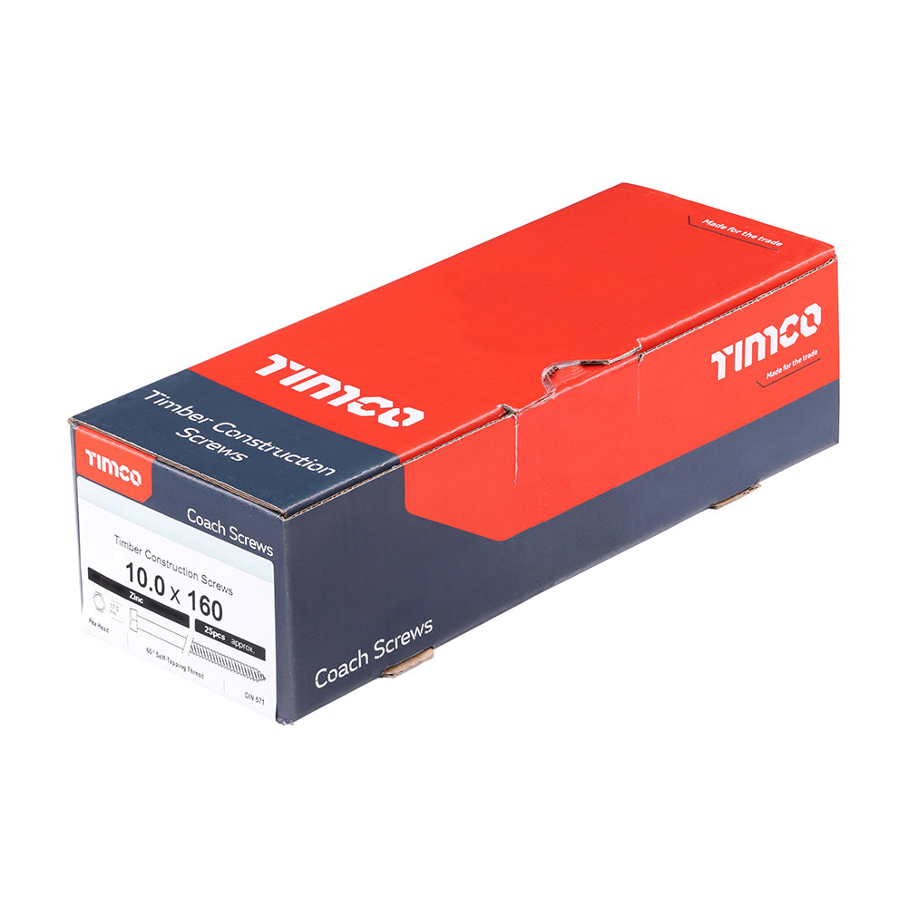 TIMCO Coach Screws Hex Head Silver  - 10.0 x 160 - Image