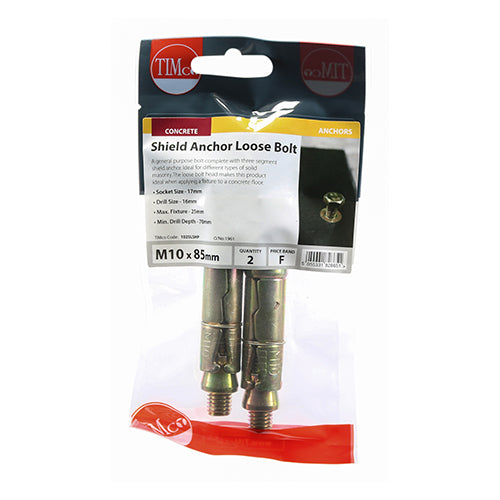 TIMCO Shield Anchors Loose Bolt Gold - M10:25L (M10 x 85) - Image