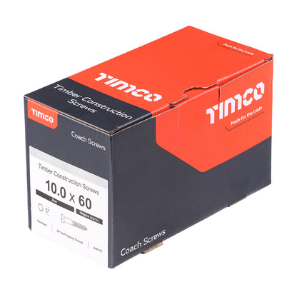 TIMCO Coach Screws Hex Head Silver  - 10.0 x 60 - Image