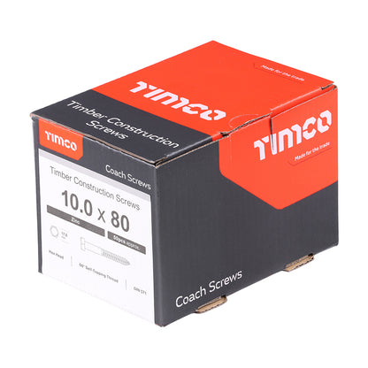 TIMCO Coach Screws Hex Head Silver  - 10.0 x 80 - Image