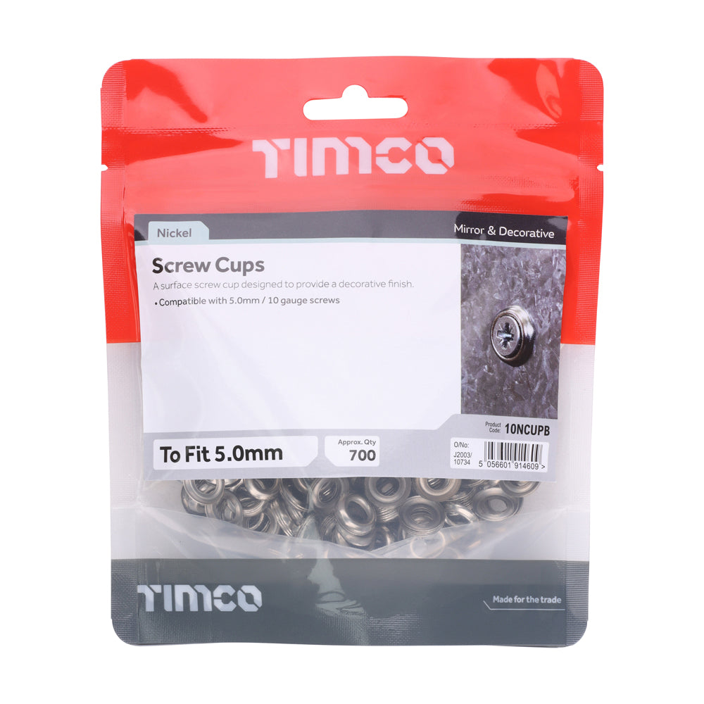 TIMCO Screw Cups - Nickel - To fit 10 Gauge Screws - Image
