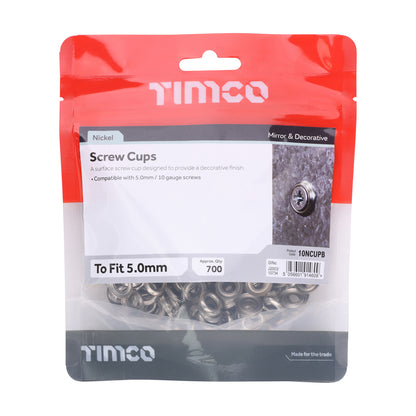 TIMCO Screw Cups - Nickel - To fit 10 Gauge Screws - Image