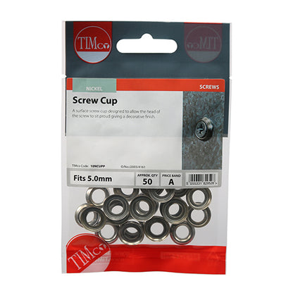 TIMCO Screw Cups Nickel - To fit 10 Gauge Screws - Image