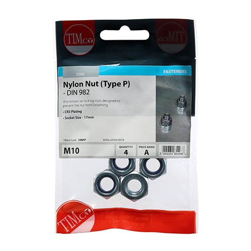 TIMCO Nylon Insert Nuts Type P DIN982 Silver - M10 - Image