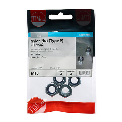 TIMCO Nylon Insert Nuts Type P DIN982 Silver - M10 - Image