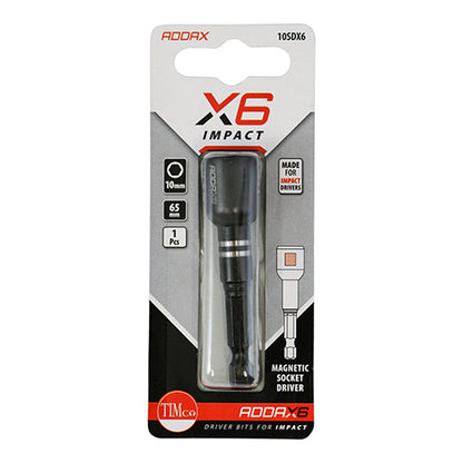 TIMCO X6 Impact Magnetic Socket Driver - 10mm x 65mm - Image