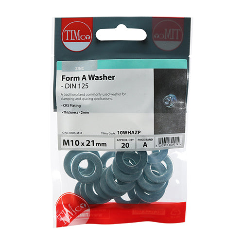 TIMCO Form A Washers DIN125-A Silver - M10 - Image