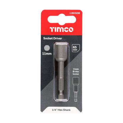 TIMCO Bi-Hex Socket Driver Grey - 11 x 65 - Image