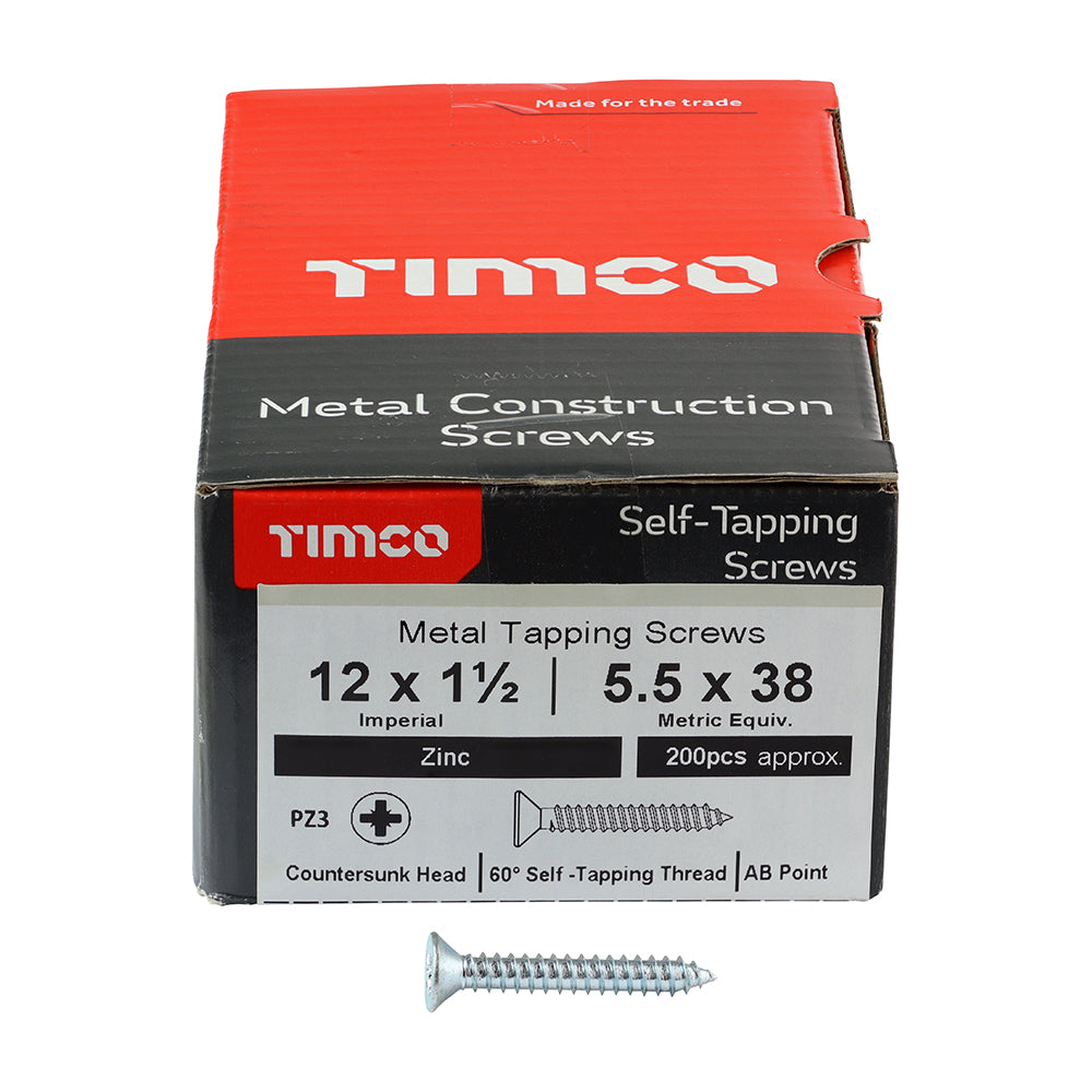 TIMCO Self-Tapping Countersunk Silver Screws - 12 x 1 1/2 - Image