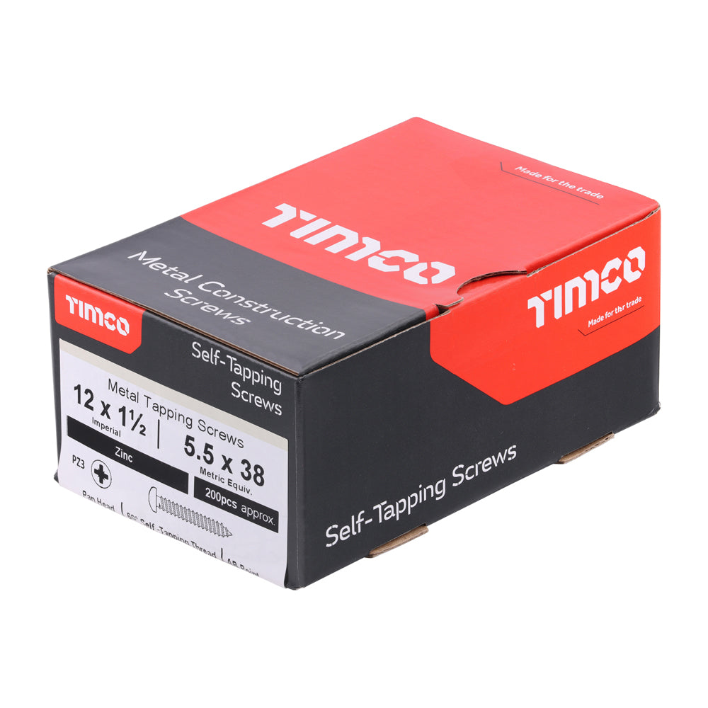 TIMCO Self-Tapping Pan Head Silver Screws - 12 x 1 1/2 - Image