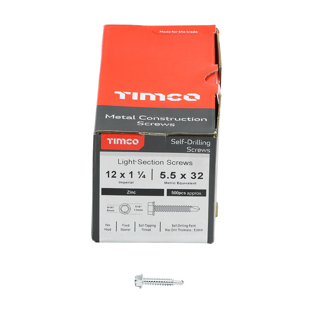 TIMCO Self-Drilling Light Section Silver Screws - 12 x 1 1/4 - Image