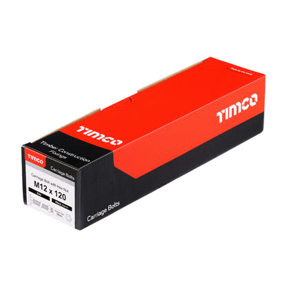 TIMCO Carriage Bolts DIN603 & Hex Full Nuts DIN934 Silver - M12 x 120 - Image