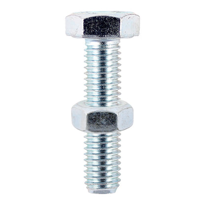 TIMCO Set Screws DIN933 Grade 8.8 & Hex Nut DIN934 Silver - M12 x 120 - Image