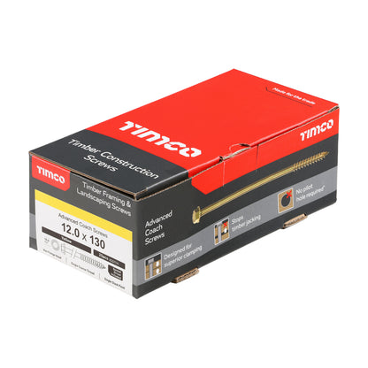 TIMCO Solo Advanced Hex Head Gold Coach Woodscrews - 12.0 x 130 - Image