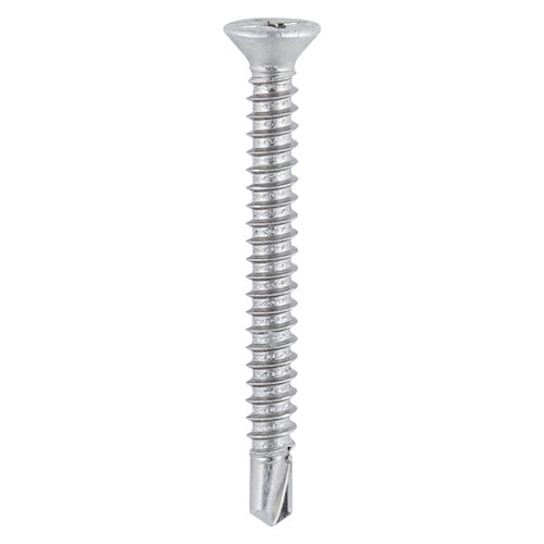 TIMCO Window Fabrication Screws Countersunk with Ribs PH Self-Tapping Thread Self-Drilling Point Martensitic Stainless Steel & Silver Organic - 3.9 x 19 - Image