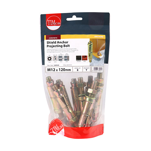 TIMCO Shield Anchors Projecting Bolt Gold - M12:30P (M12 x 120) - Image
