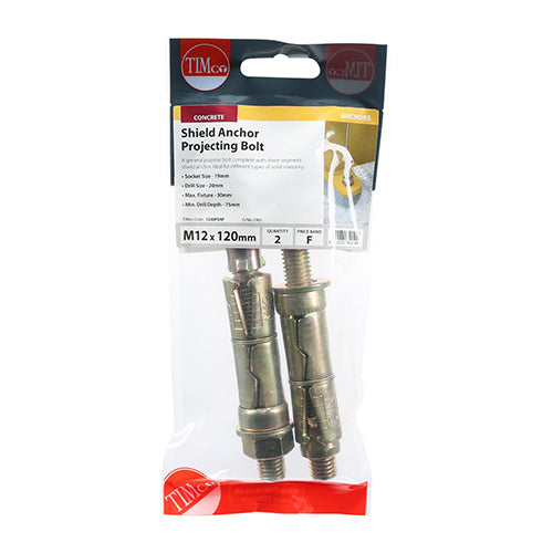 TIMCO Shield Anchors Projecting Bolt Gold - M12:30P (M12 x 120) - Image