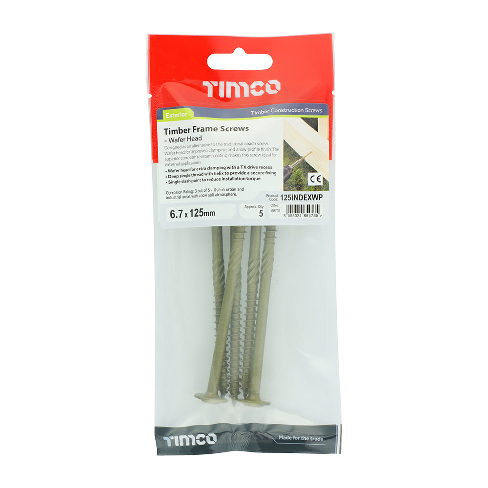 TIMCO Wafer Head Exterior Green Timber Screws  - 6.7 x 125 - Image