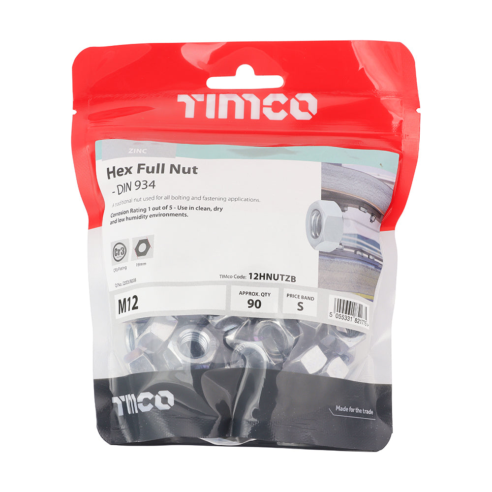 TIMCO Hex Full Nuts DIN934 Silver - M12 - Image