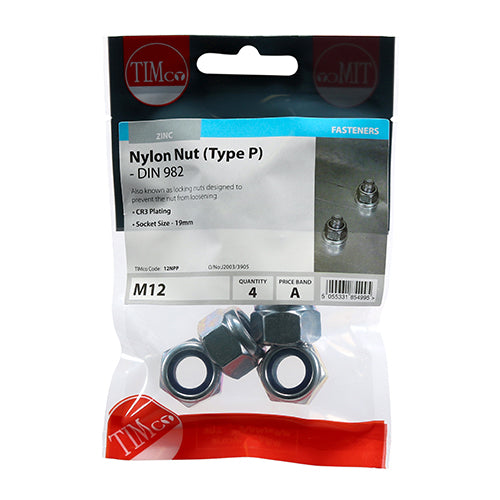 TIMCO Nylon Insert Nuts Type P DIN982 Silver - M12 - Image