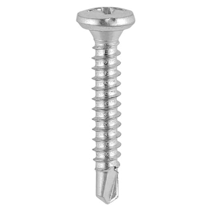 TIMCO Window Fabrication Screws Friction Stay Pan PH Self-Tapping Thread Self-Drilling Point Martensitic Stainless Steel & Silver Organic - 3.9 x 16 - Image