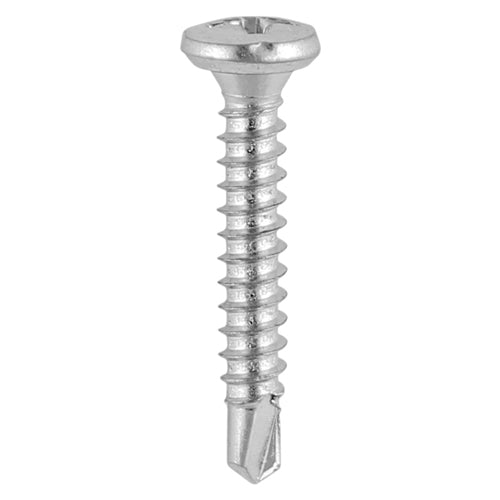 TIMCO Window Fabrication Screws Friction Stay Pan PH Self-Tapping Thread Self-Drilling Point Martensitic Stainless Steel & Silver Organic - 3.9 x 16 - Image