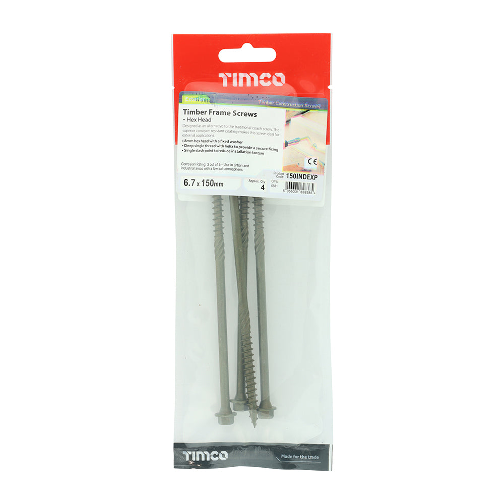 TIMCO Timber Screws Hex Flange Head Exterior Green - 6.7 x 150 - Image