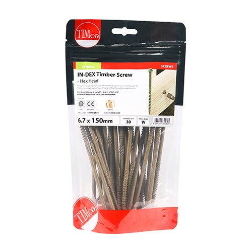 TIMCO Timber Screws Hex Flange Head Exterior Green - 6.7 x 150 - Image