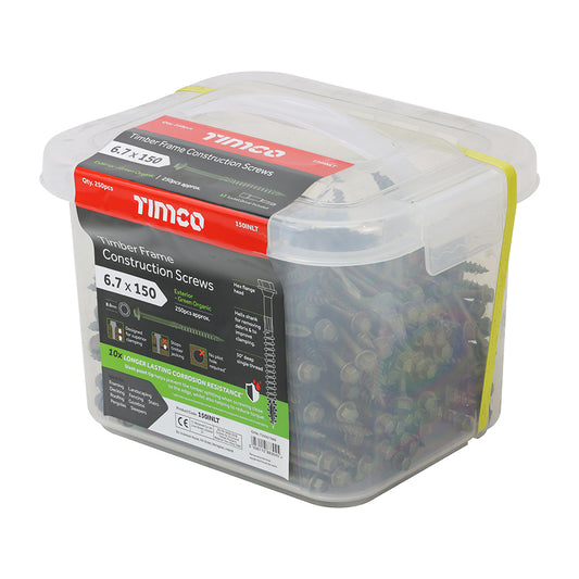 TIMCO Timber Screws Hex Flange Head Exterior Green - 6.7 x 150 - Image