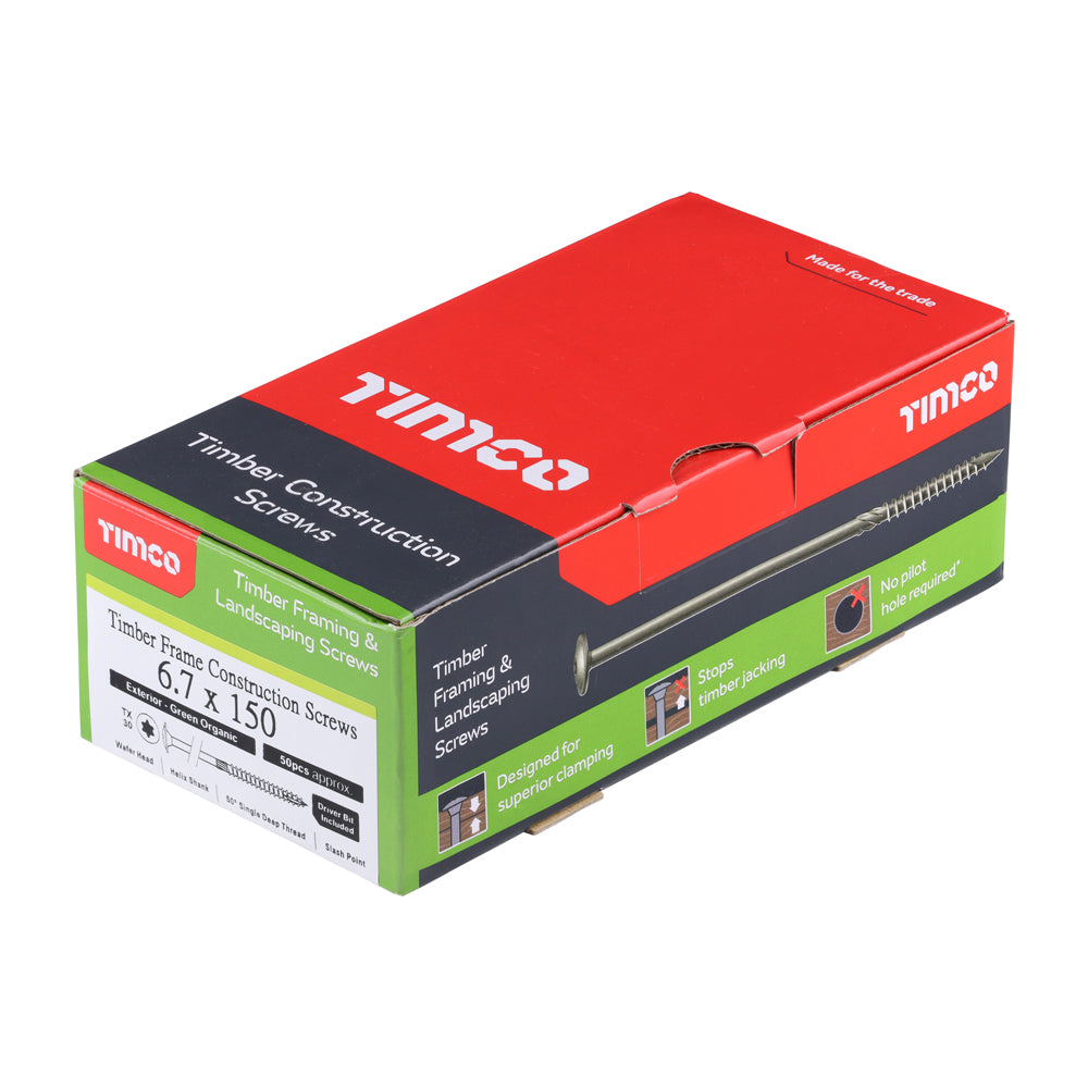 TIMCO Wafer Head Exterior Green Timber Screws  - 6.7 x 150 - Image