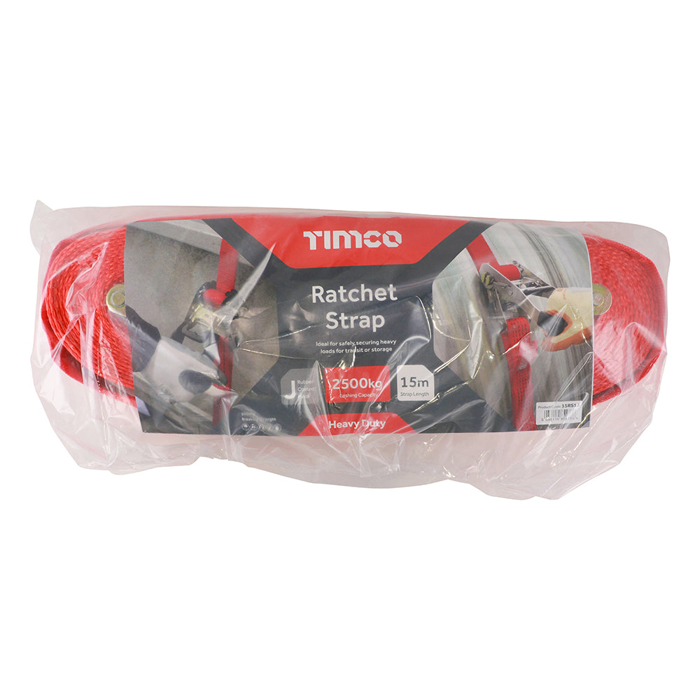 TIMCO J Hook Ratchet Strap Heavy Duty - 15m x 50mm - Image